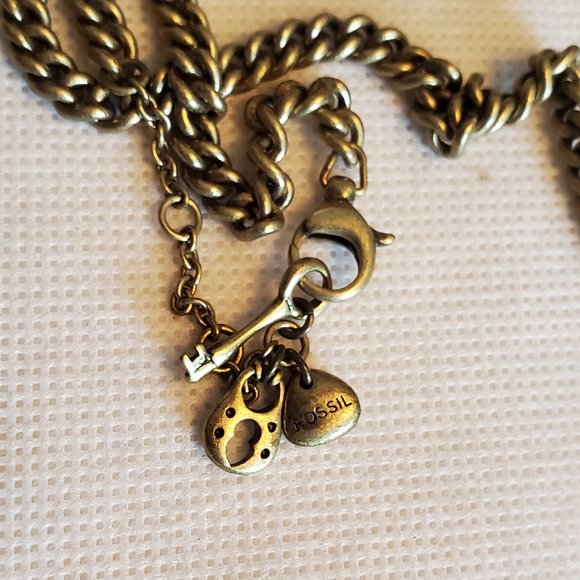 Vintage Gold Tone Glass Bead Fossil Brand Necklace - Picture 4 of 4